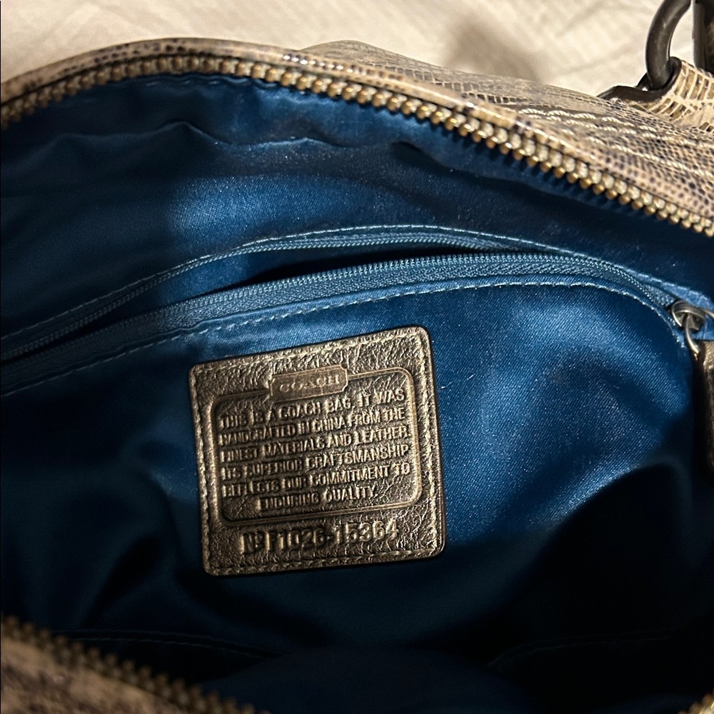 Coach Snakeskin Shoulder Bag in Gray and Cream - Picture 3 of 6
